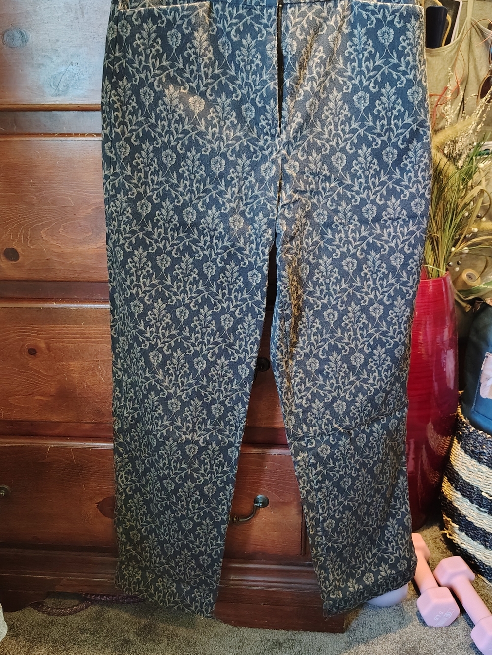 Talbots Blue Patterned Slim Trousers
